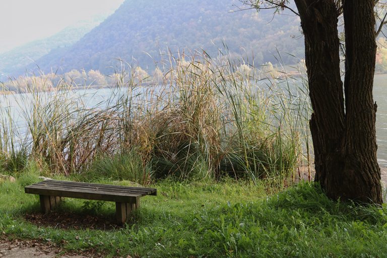Panchina per sedersi in zona il Gerù sul Lago di Endine